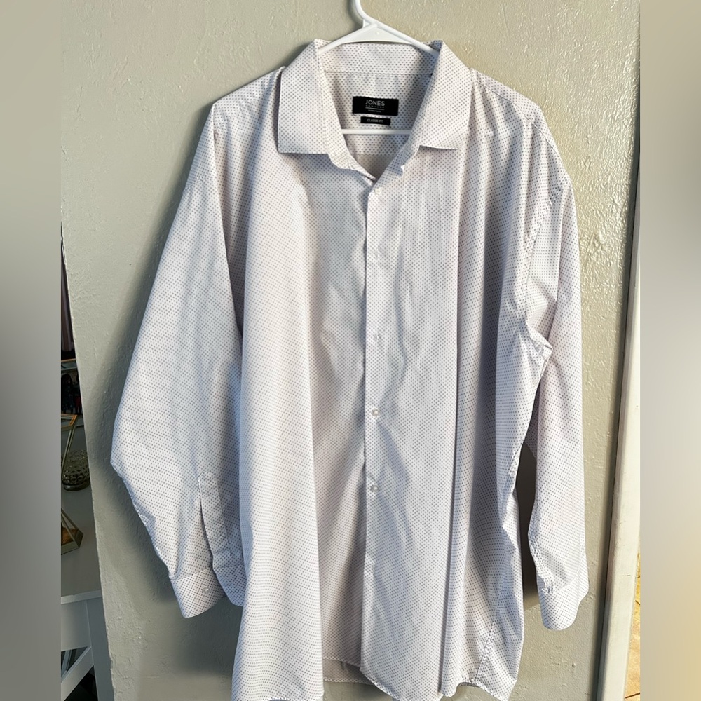 Jones New York Men's Light Gray Patterned Dress Shirt